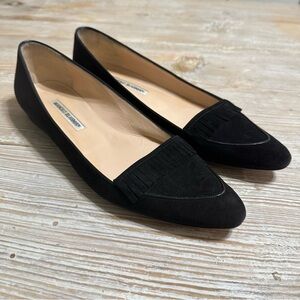 Manolo Blahnik Black Fringe Pointed Toe Flats 40.5